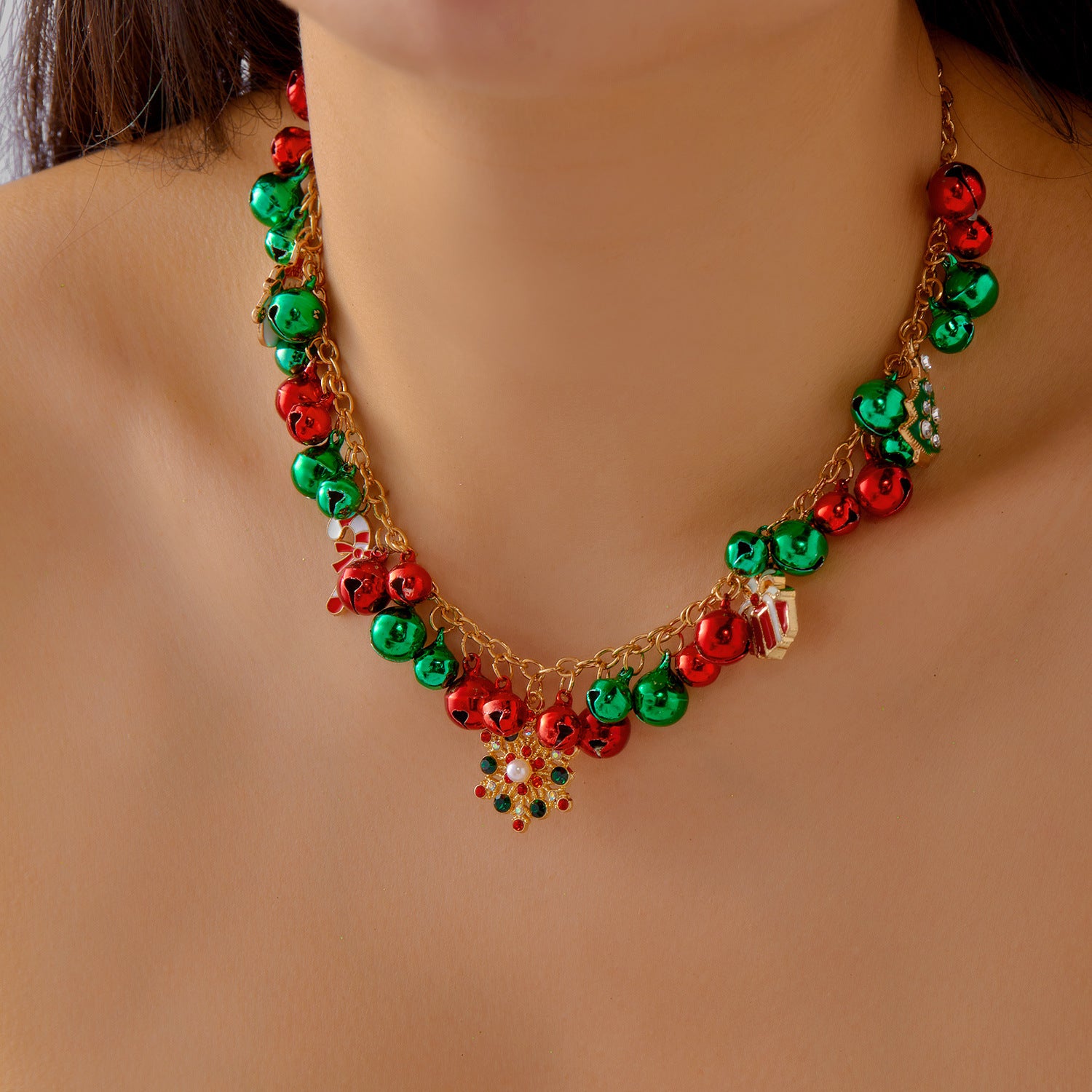 Wholesale Cute Snowman Snowflake Christmas Tree Pendant Necklace for Women